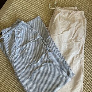 Brandy Melville Striped Poplin and Solid Pants Set